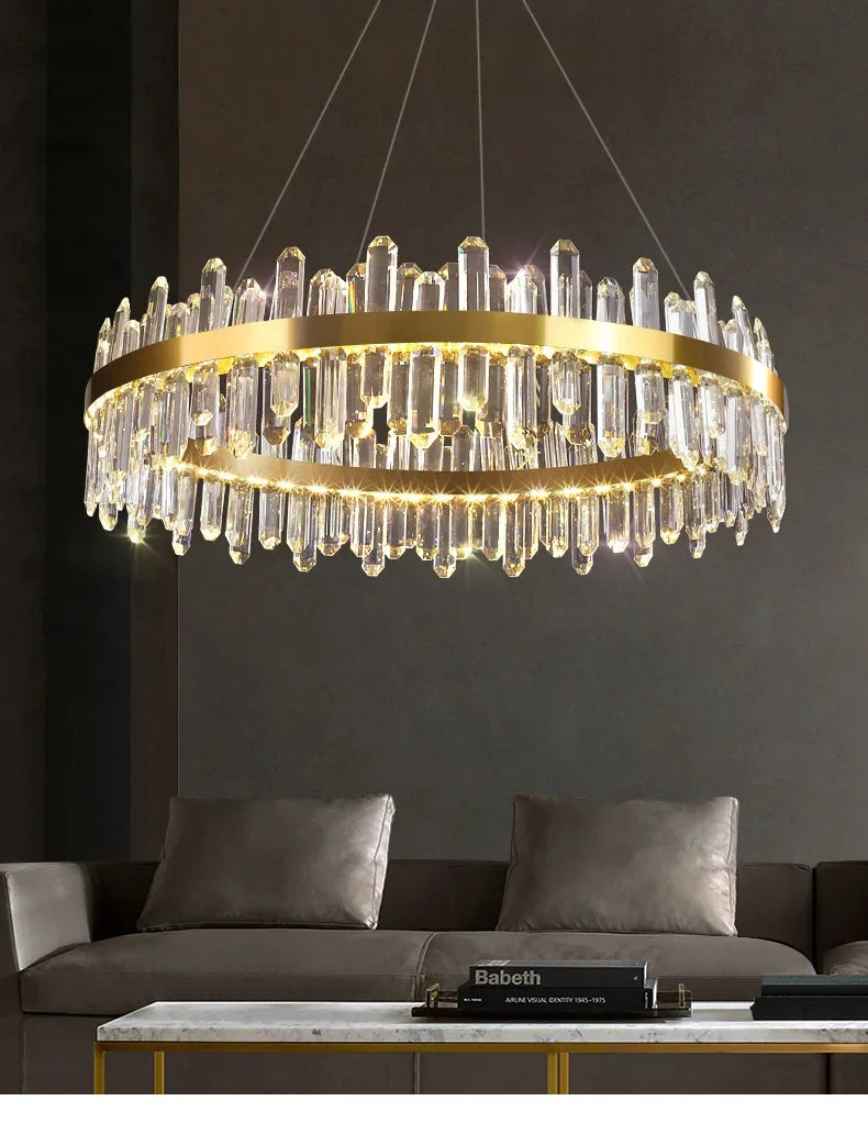 Modern Smoke Grey Crystal Chandelier Lighting Luxury Led hanging lamp