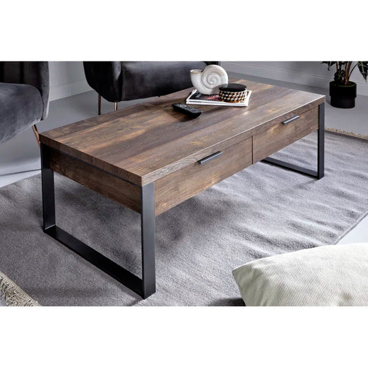 Wooden Coffee Table with Storage Brown