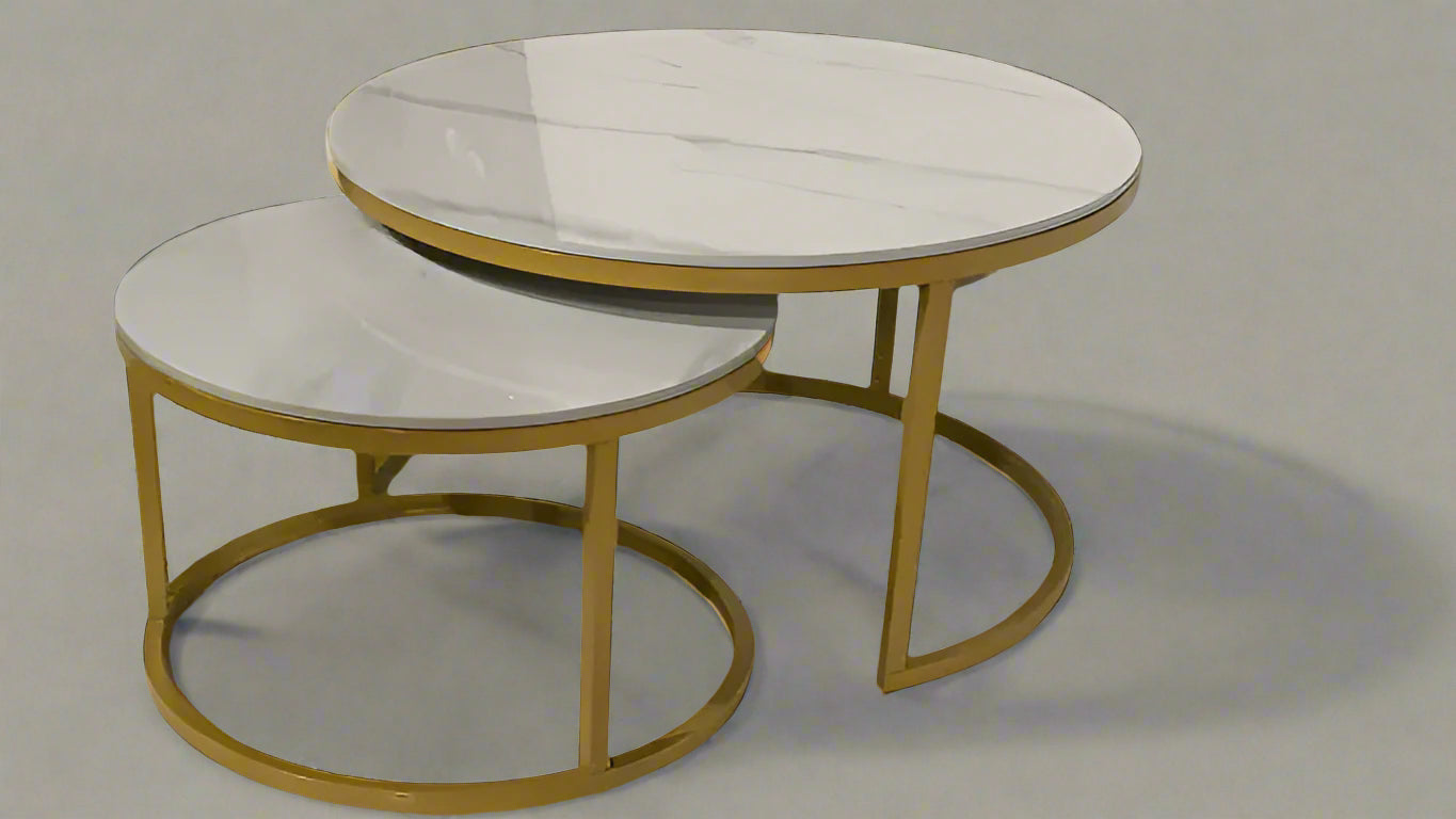 Elegant Round Marble Coffee Table: Chic Nested Furniture for Modern Living Rooms