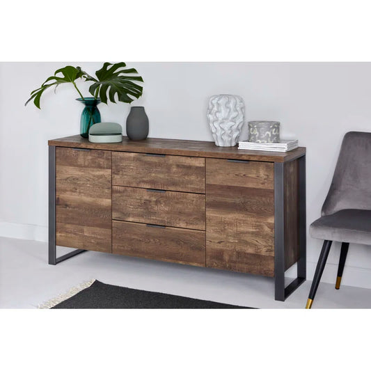 Wide Sideboard with 5 Drawers Dark Brown