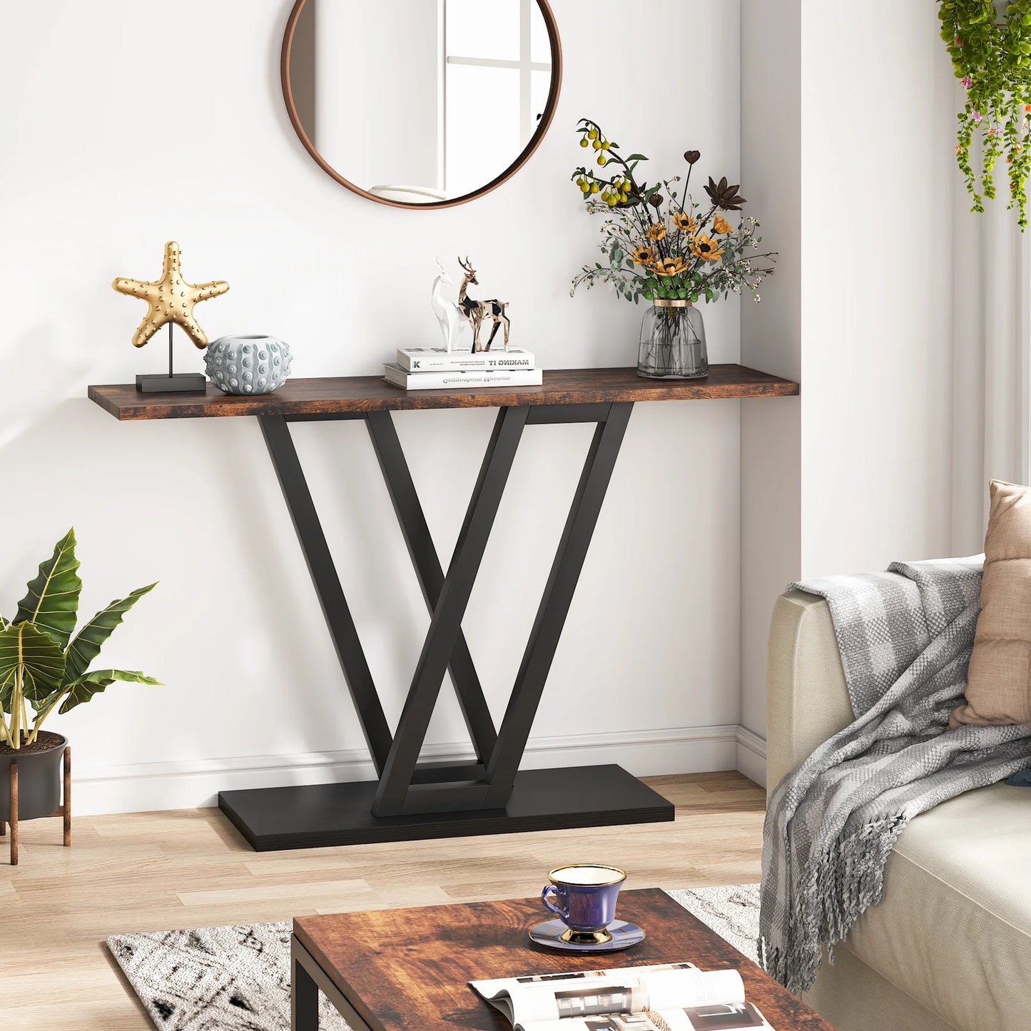 Console Table Industrial Entryway Hallway Table