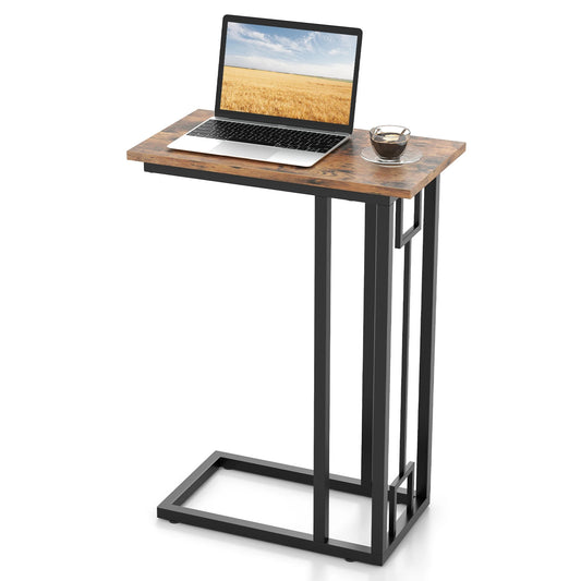 C-Shaped Side Table Heavy-duty Metal Frame Side Table